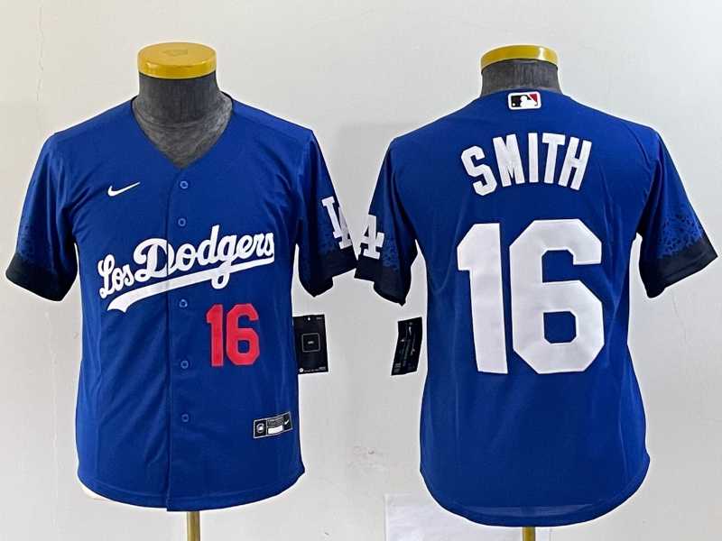 Women%27s Los Angeles Dodgers #16 Will Smith Number Blue Stitched Cool Base Nike Jersey->mlb womens jerseys->MLB Jersey